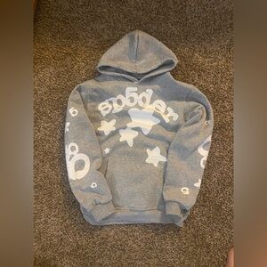 Gray Sp5der Hoodie with White Star Graphics